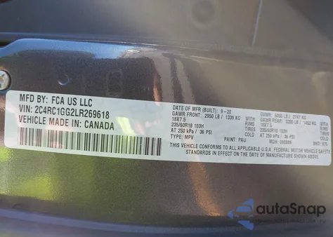 2020 Chrysler Pacifica Limited из США, поврежденный, VIN 2C4RC1GG2LR269618